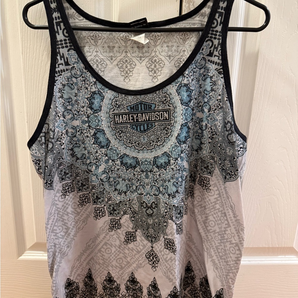 Harley-Davidson Blue and Black Tank Top